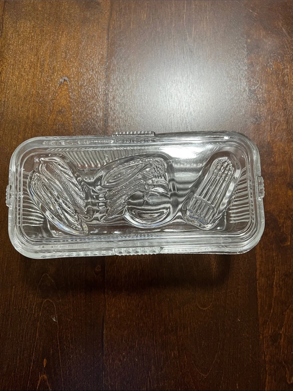 Vintage Clear Glass Dish Loaf Pan with Decorative Lid - Transparent